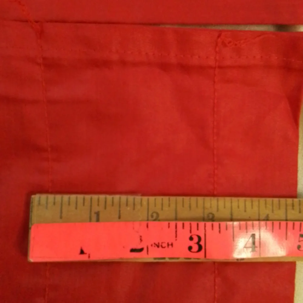 Two Sets of Red Rod Pocket Curtain Toppers